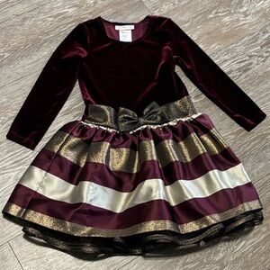Girls  Bonnie Jean Burgundy and Gold Formal Dress